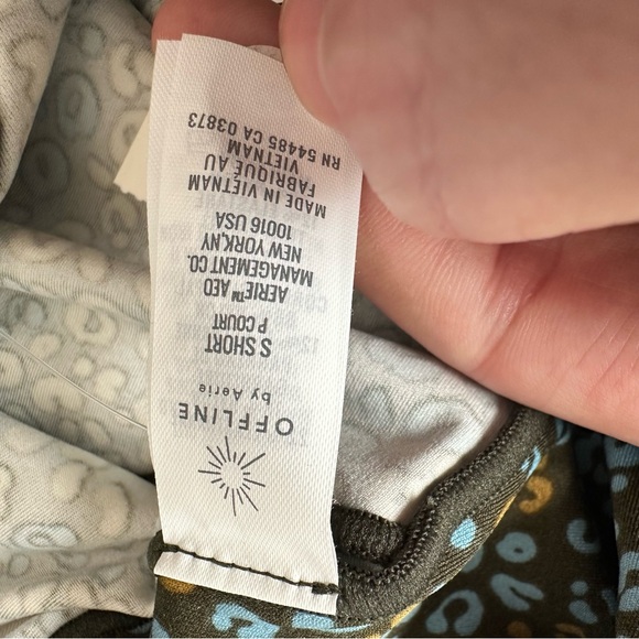 Aerie OFFLINE Green Leopard Print Leggings S - Picture 7 of 8